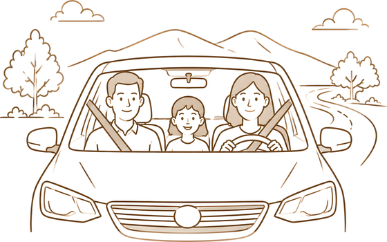Family enjoying a comfortable road trip